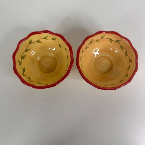 Pfaltzgraff Napoli Hand Painted Earthenware Footed Bowls Set Of 2 Fruit/Dessert - Picture 2 of 9